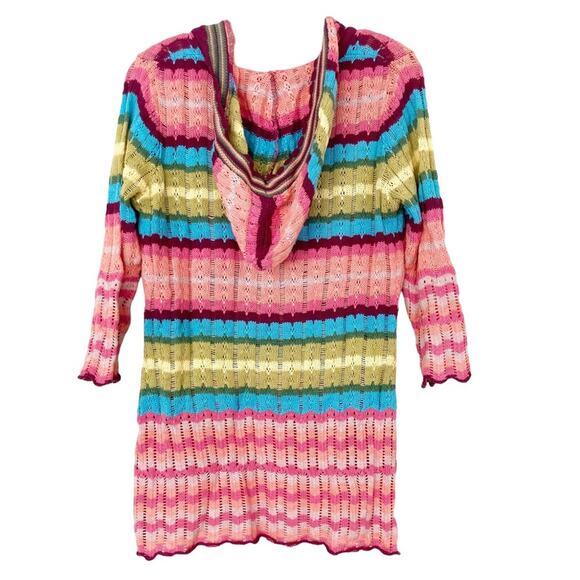 DKNY Jeans Pink Open Knit Split Neck Sweater Sz M - Picture 4 of 5